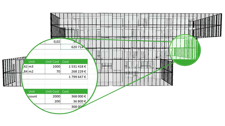 Visualisation en 3D des objets BIM associés aux résultats d’un calcul Excel
